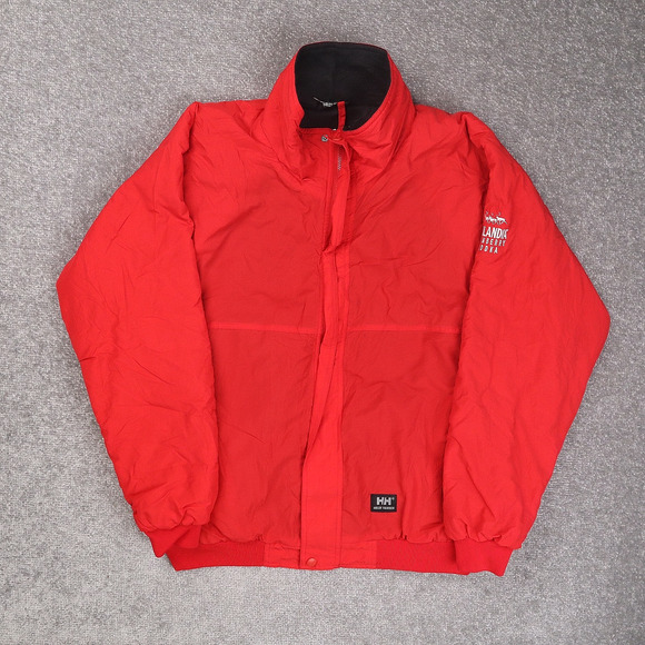 VTG Helly Hanson Fleece Lined XL Red Long Sleeve Full Zip Nylon Jacket - Picture 1 of 13